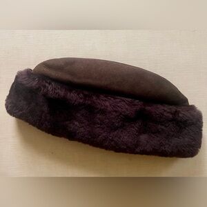 Vintage Men's Brown suede and Mouton Lambswool Hat